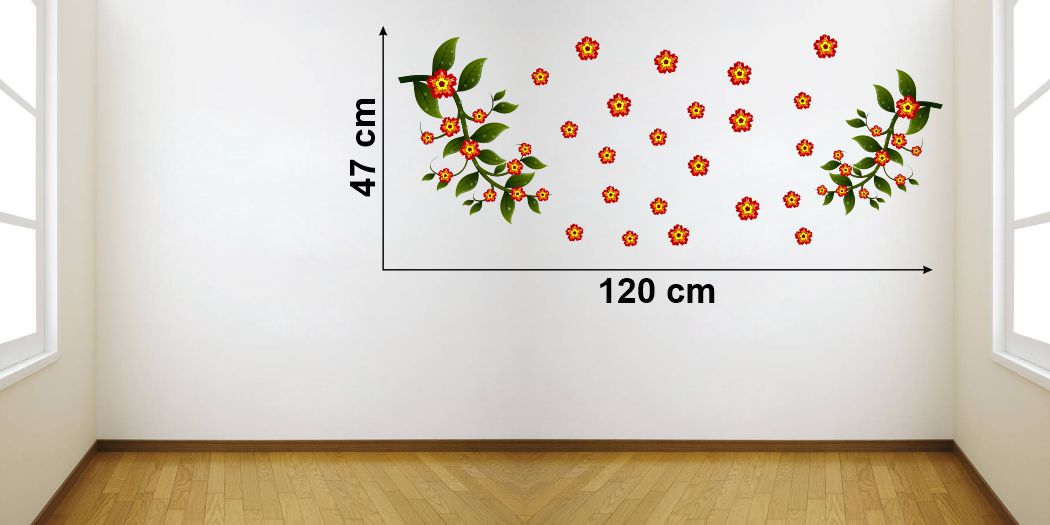 Homexa Decor | Flower and Leaf Design Wall Sticker (Size 120 x 47 cm)