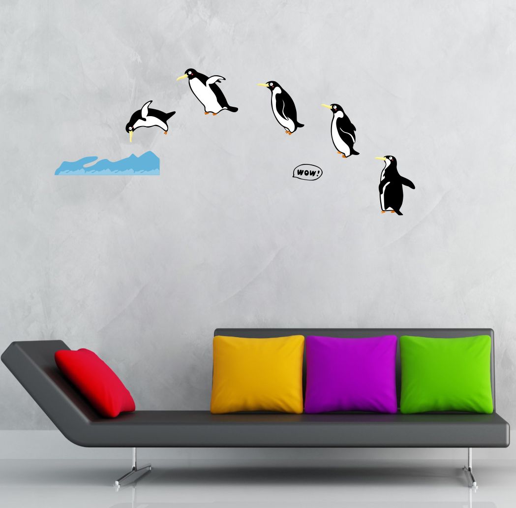 Homexa Decor | Penguin Design Wall Sticker (Size 135 x 55 cm)