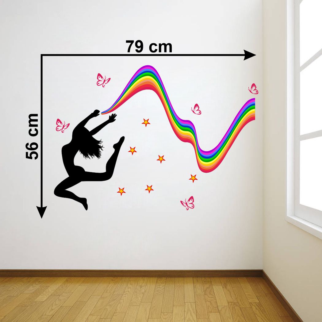 Homexa Decor | Dancing Girl With Butterfly Design Wall Sticker (Size 79 x 56 cm)