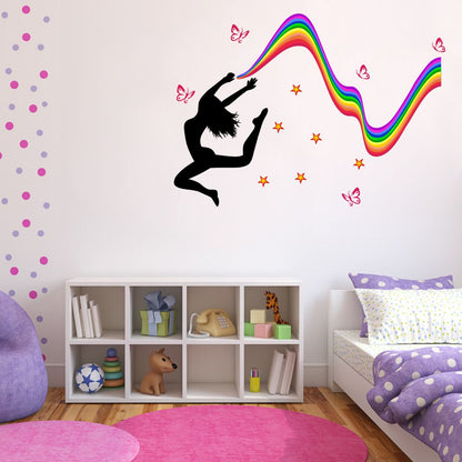 Homexa Decor | Dancing Girl With Butterfly Design Wall Sticker (Size 79 x 56 cm)