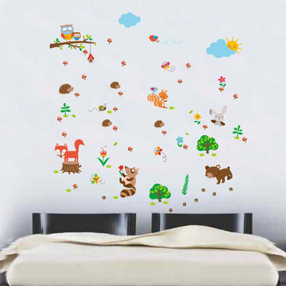 Homexa Decor | Cute Animal With Tree Design Wall Sticker (Size 110 x 116 cm)