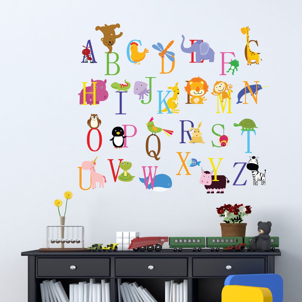 Homexa Decor | Alphabets with Name of Animal Wall Sticker (Size 58 x 52 cm)