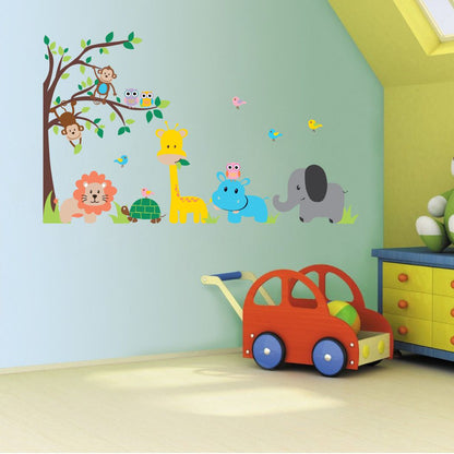 Homexa Decor | Tree With Animals Design Wall Sticker (Size 79 x 48 cm)