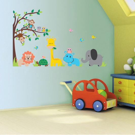 Homexa Decor | Tree With Animals Design Wall Sticker (Size 79 x 48 cm)