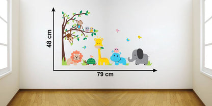 Homexa Decor | Tree With Animals Design Wall Sticker (Size 79 x 48 cm)