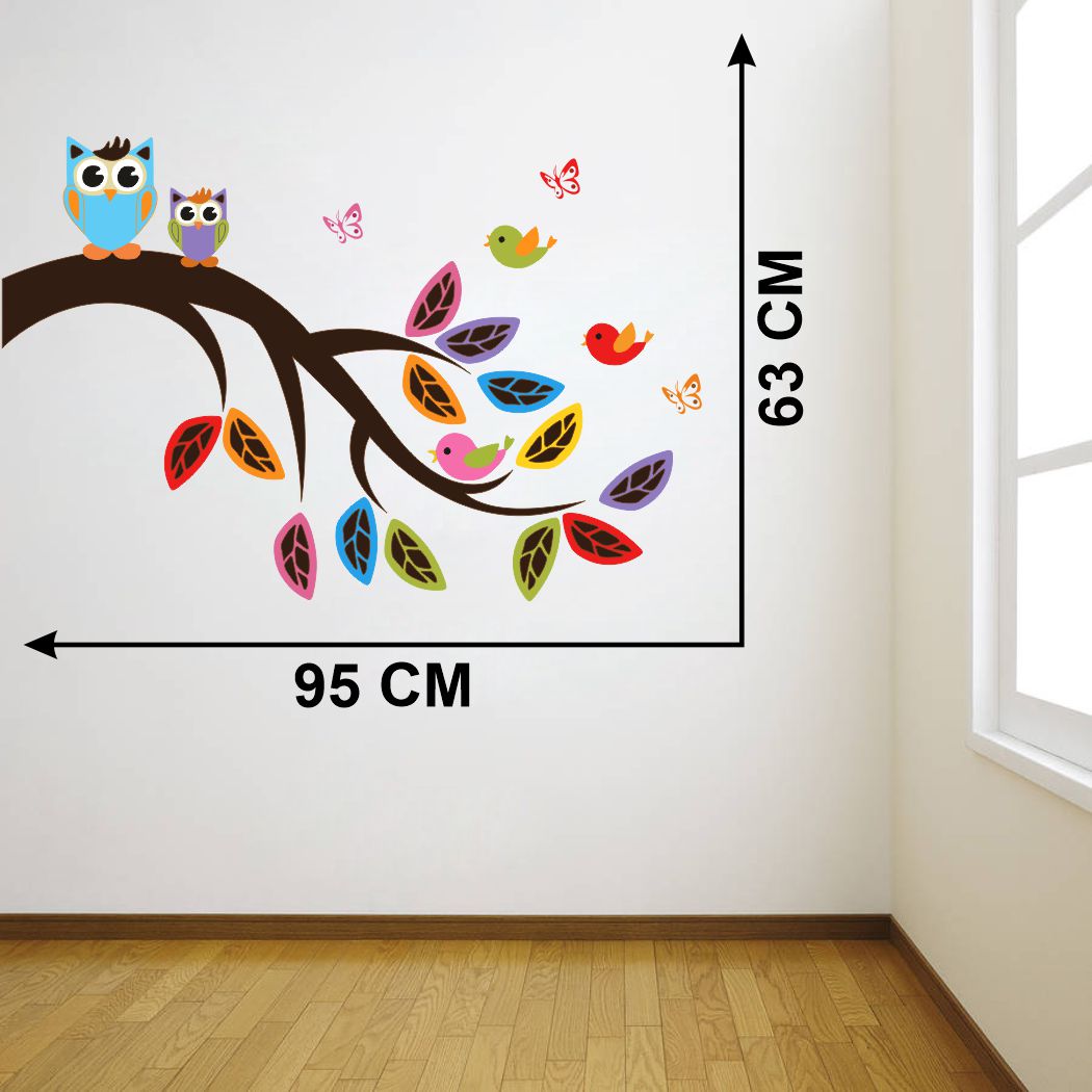 Homexa Decor | Tree With Owls Design Wall Sticker (Size 95 x 63 cm)