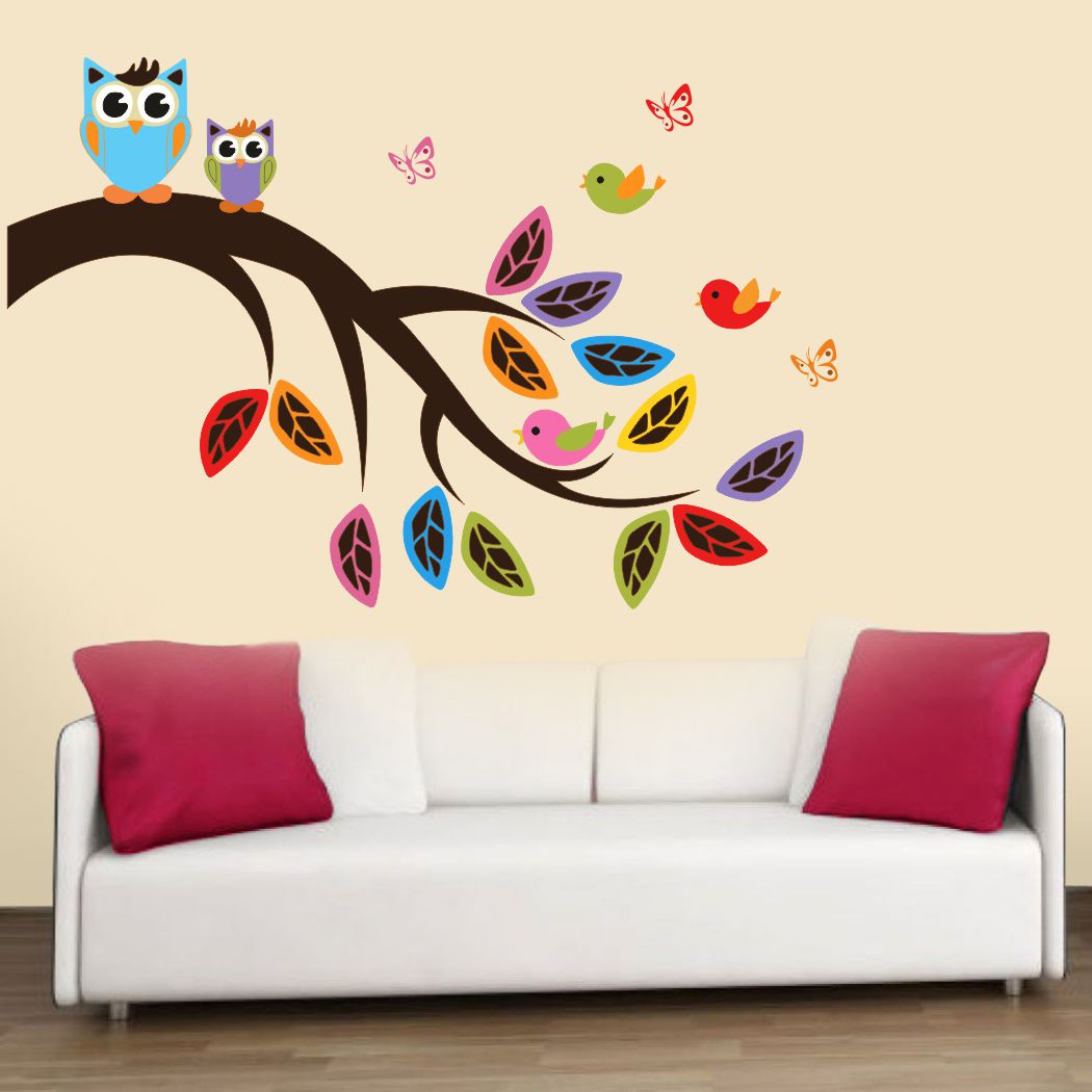 Homexa Decor | Tree With Owls Design Wall Sticker (Size 95 x 63 cm)