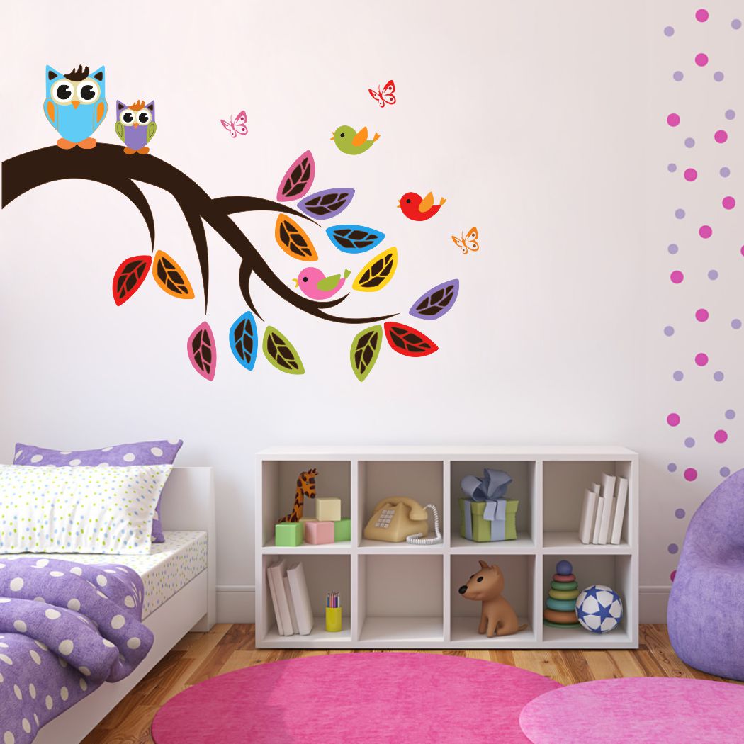 Homexa Decor | Tree With Owls Design Wall Sticker (Size 95 x 63 cm)