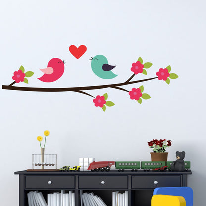 Homexa Decor | Tree With Birds Design Wall Sticker (Size 91 x 35 cm)