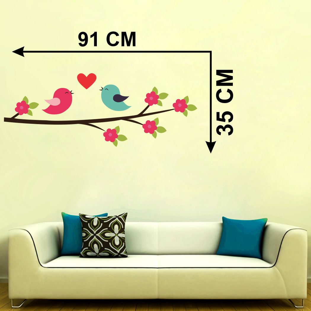 Homexa Decor | Tree With Birds Design Wall Sticker (Size 91 x 35 cm)