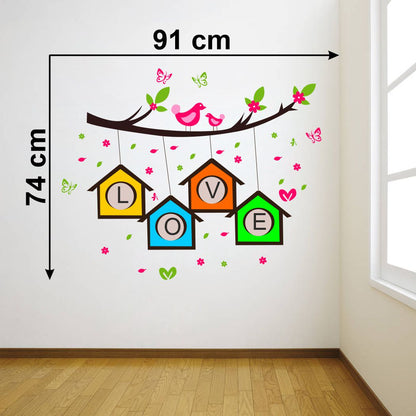 Homexa Decor | Tree With Birds and Butterfly Wall Sticker (Size 91 x 74 cm)