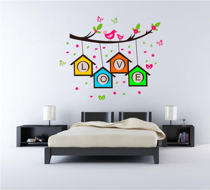 Homexa Decor | Tree With Birds and Butterfly Wall Sticker (Size 91 x 74 cm)