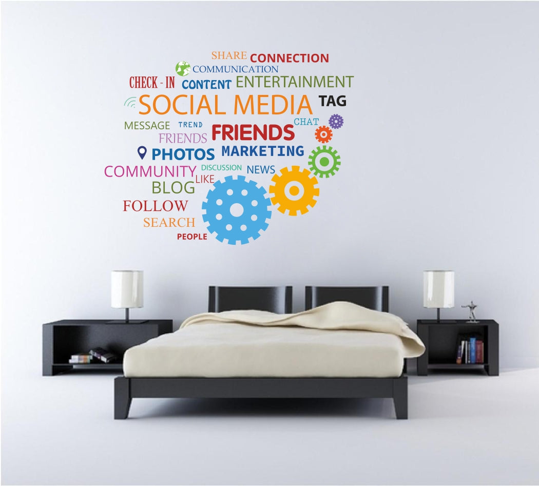 Homexa Decor | Social Media Design Wall Sticker (Size 56 x 43 cm)