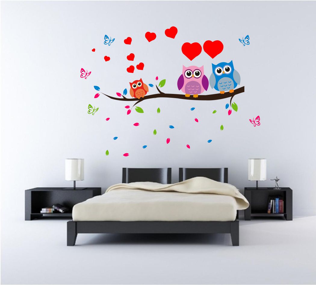 Homexa Decor | Tree With Owl Design Wall Sticker (Size 90 x 61 cm)