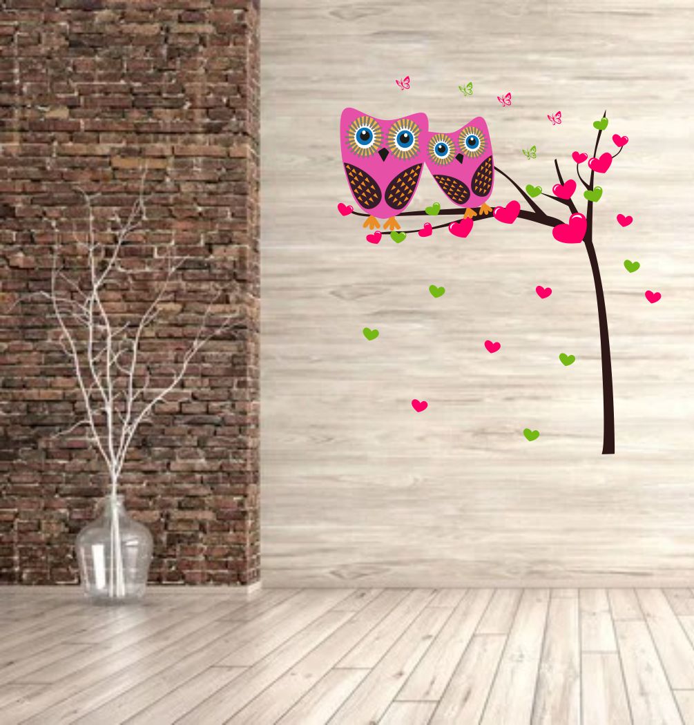 Homexa Decor | Tree With Owl Design Wall Sticker (Size 63 x 73 cm)