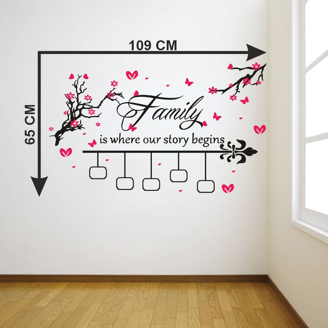 Homexa Decor | Tree With Flower and Butterfly Design Wall Sticker (Size 109 x 65 cm)