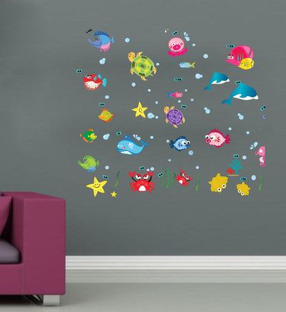 Homexa Decor | Ocean and Sea Animal Wall Sticker (Size 91 x 81 cm)