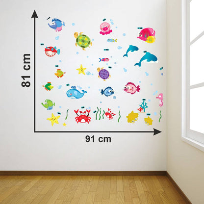 Homexa Decor | Ocean and Sea Animal Wall Sticker (Size 91 x 81 cm)