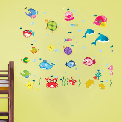 Homexa Decor | Ocean and Sea Animal Wall Sticker (Size 91 x 81 cm)