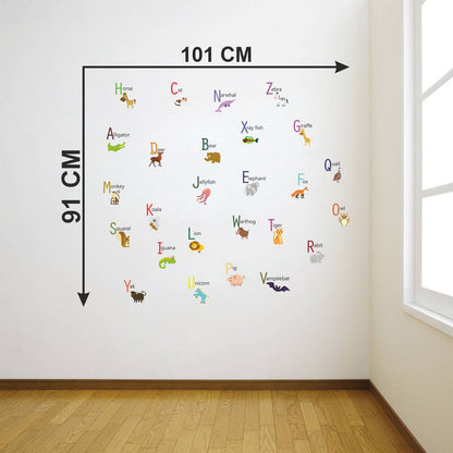 Homexa Decor | Flat Design of Animal Alphabets Wall Sticker (Size 101 x 91 cm)