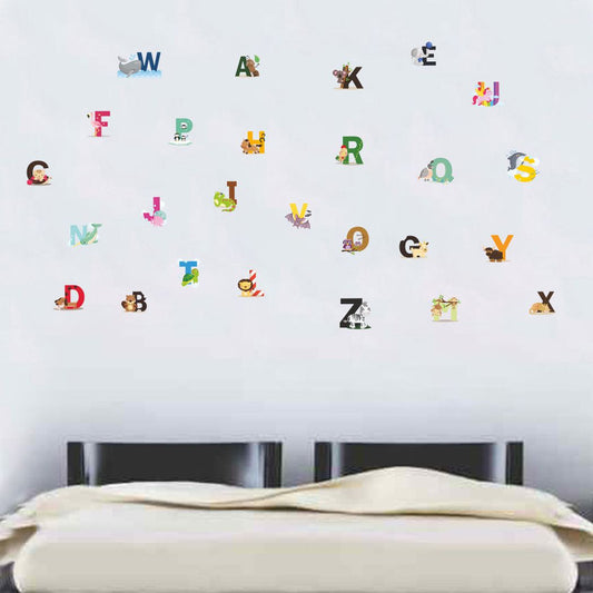 Homexa Decor | Flat Design of Animal Alphabets Wall Sticker (Size 140 x 76 cm)