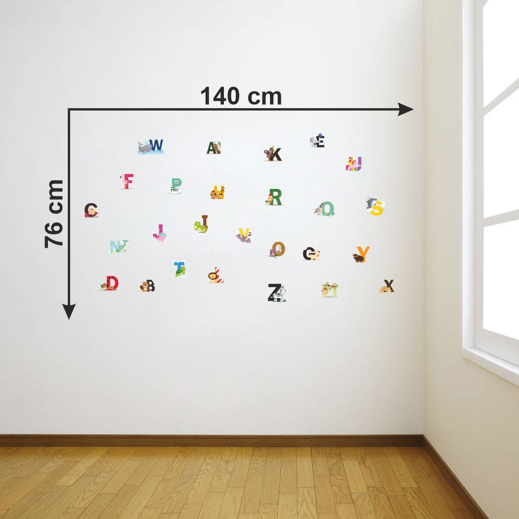 Homexa Decor | Flat Design of Animal Alphabets Wall Sticker (Size 140 x 76 cm)