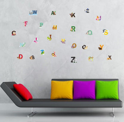 Homexa Decor | Flat Design of Animal Alphabets Wall Sticker (Size 140 x 76 cm)