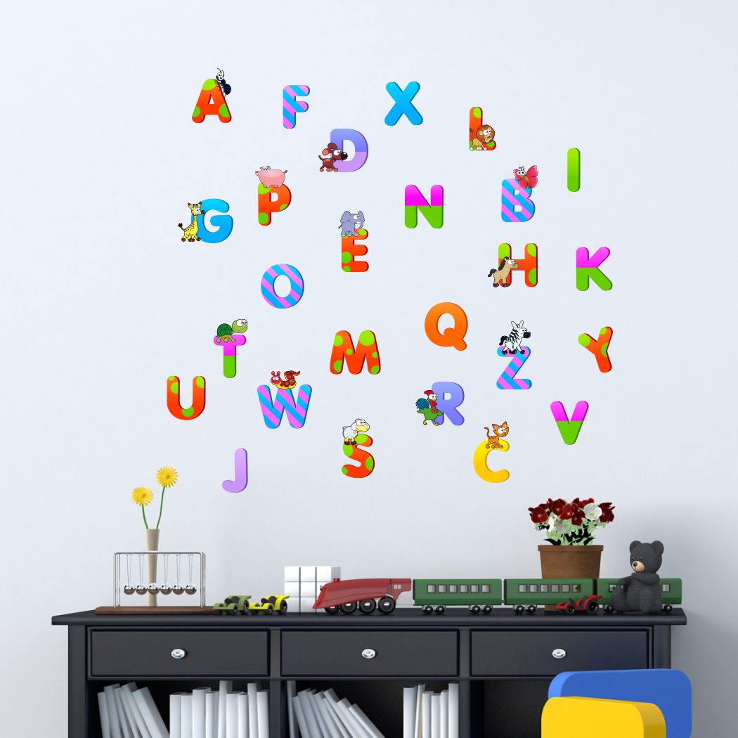 Homexa Decor | Flat Design of Animal Alphabets Wall Sticker (Size 85 x 81 cm)