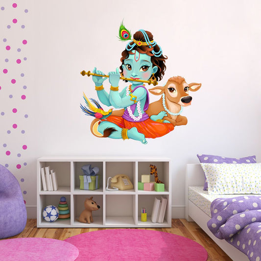 Homexa Decor | Little Shree Krishna Design Wall Sticker (Size 63 x 56 cm)