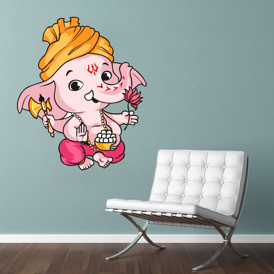 Homexa Decor | Shree Lord Ganesha Ganpati ji Wall Sticker (Size 47 x 55 cm)