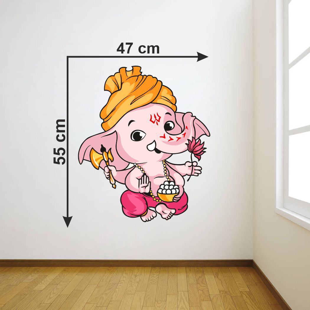 Homexa Decor | Shree Lord Ganesha Ganpati ji Wall Sticker (Size 47 x 55 cm)