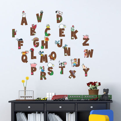 Homexa Decor | Flat Design of Animal Alphabets Wall Sticker (Size 77 x 66 cm)