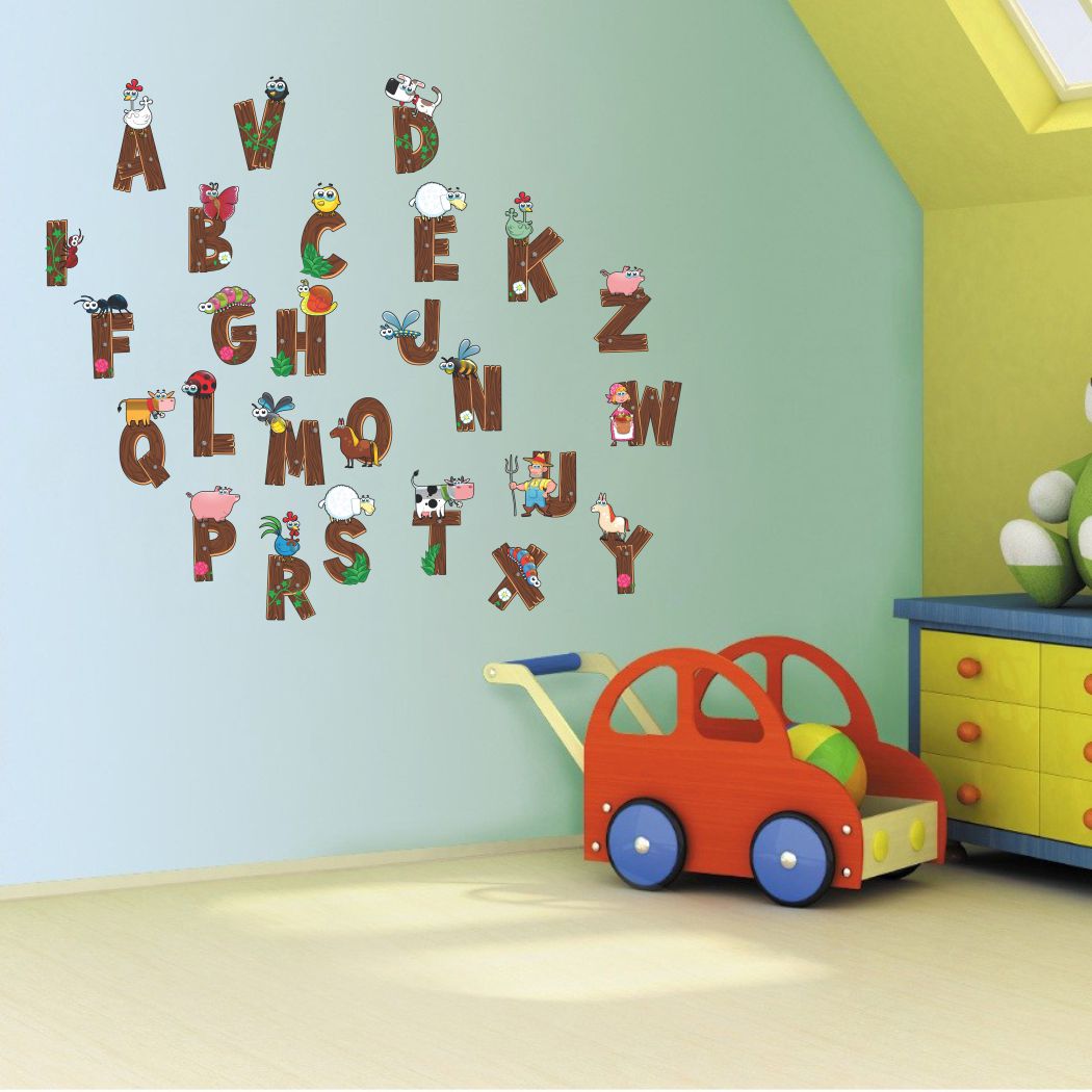 Homexa Decor | Flat Design of Animal Alphabets Wall Sticker (Size 77 x 66 cm)