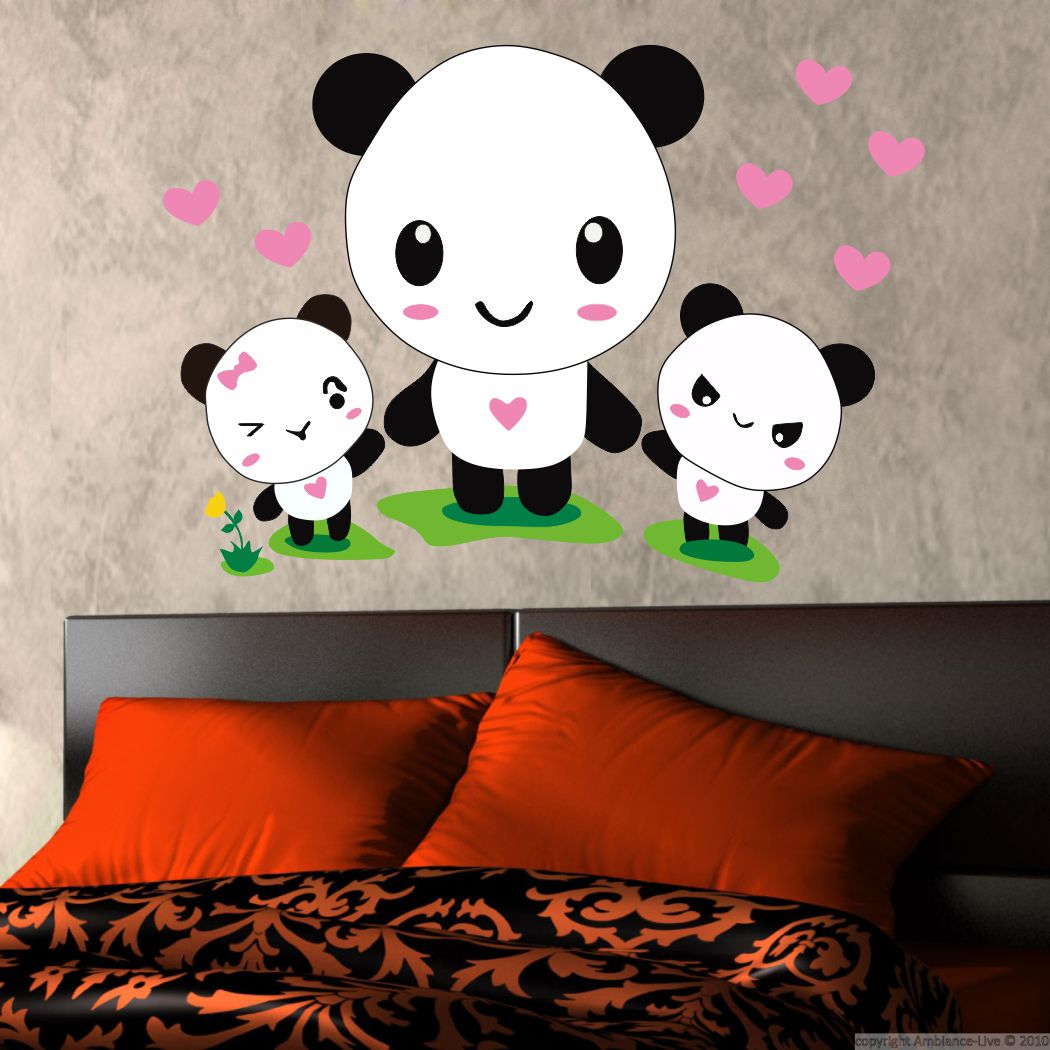 Homexa Decor | Panda and Baby Pandas Design Wall Sticker (Size 62 x 43 cm)