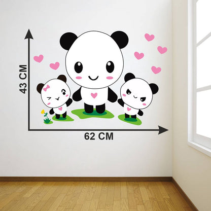 Homexa Decor | Panda and Baby Pandas Design Wall Sticker (Size 62 x 43 cm)