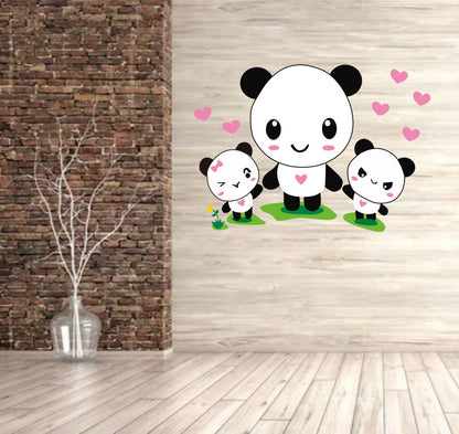 Homexa Decor | Panda and Baby Pandas Design Wall Sticker (Size 62 x 43 cm)