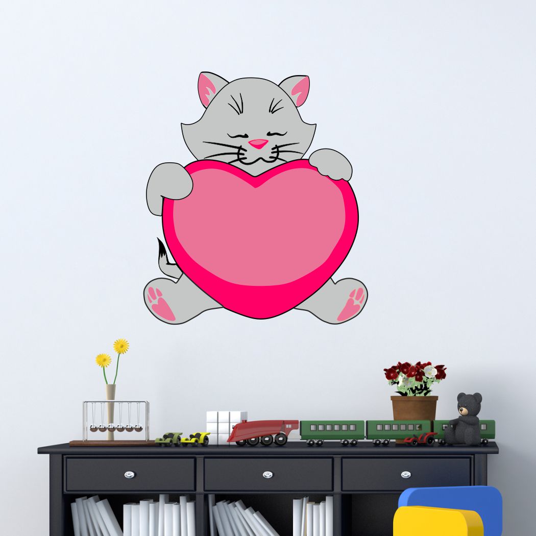 Homexa Decor | Lovely Cat Design Wall Sticker (Size 48 x 54 cm)