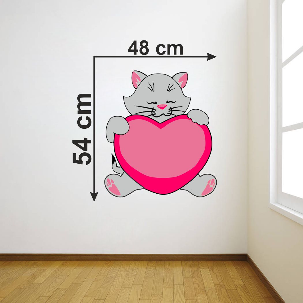 Homexa Decor | Lovely Cat Design Wall Sticker (Size 48 x 54 cm)