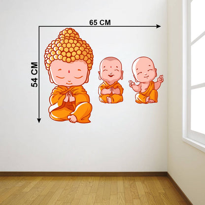 Homexa Decor | Three Little Buddha Design Wall Sticker (Size 65 x 54 cm)