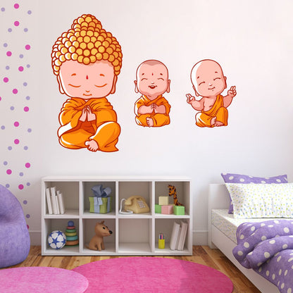 Homexa Decor | Three Little Buddha Design Wall Sticker (Size 65 x 54 cm)