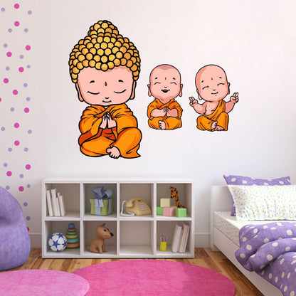 Homexa Decor | Three Little Buddha Design Wall Sticker (Size 65 x 54 cm)