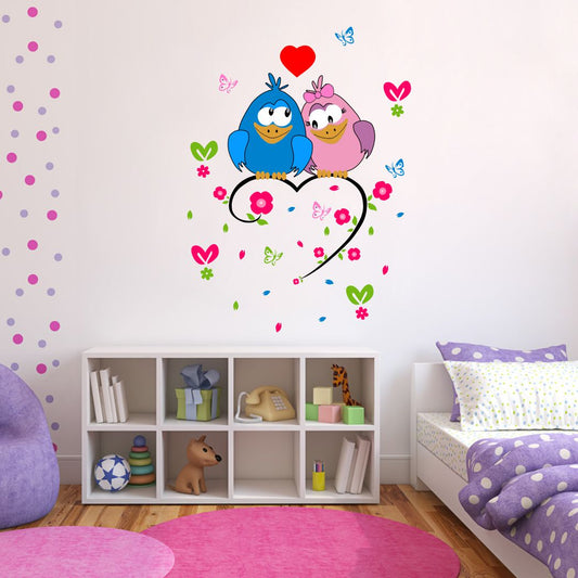 Homexa Decor | Two Love Birds With Heart Design Wall Sticker (Size 52 x 71 cm)