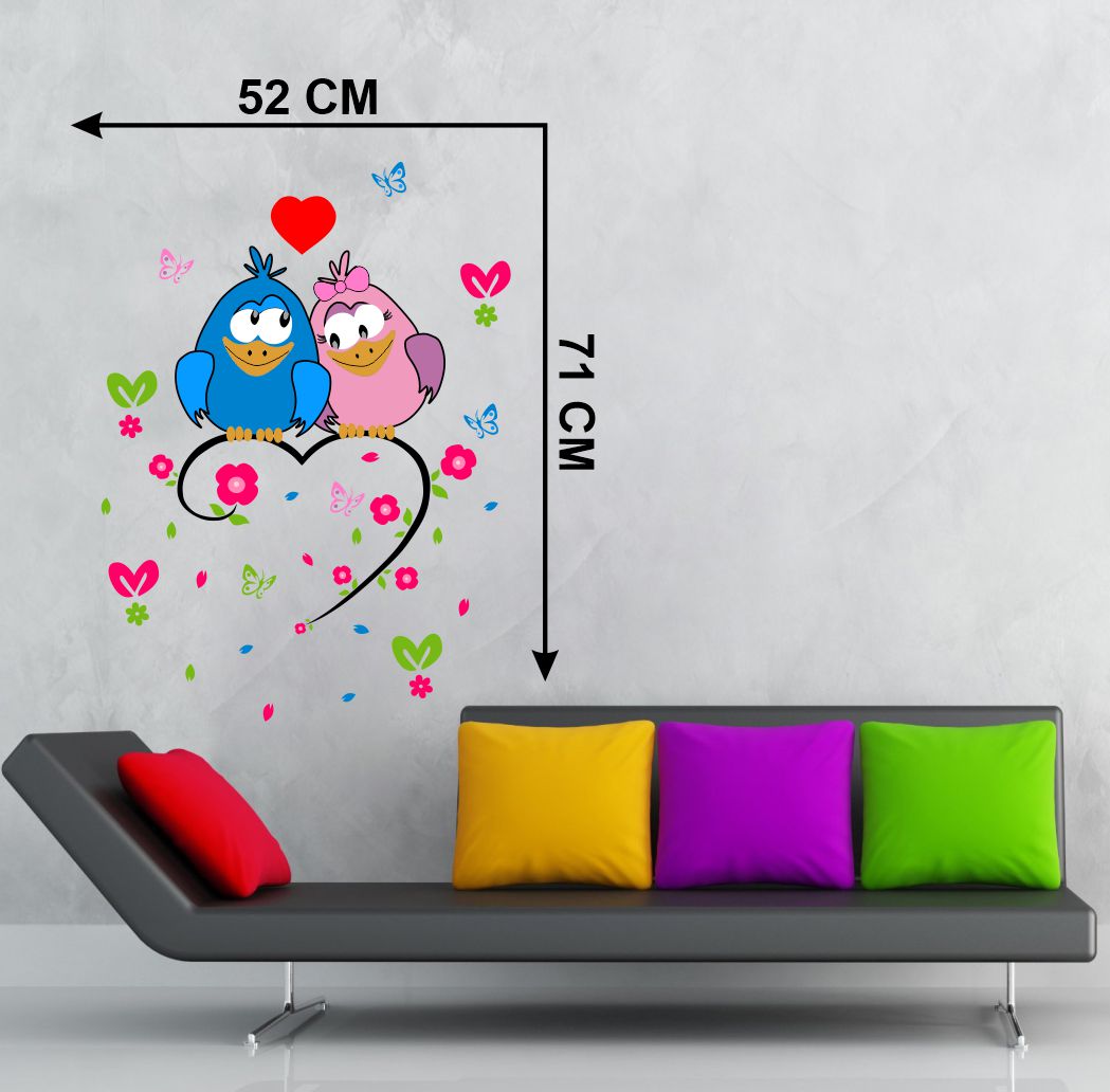 Homexa Decor | Two Love Birds With Heart Design Wall Sticker (Size 52 x 71 cm)