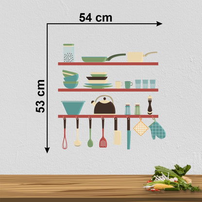 Homexa Decor | Kitchen Utensils Medium Reusable Wall Sticker (Size 54 x 53 cm)