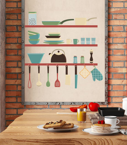 Homexa Decor | Kitchen Utensils Medium Reusable Wall Sticker (Size 54 x 53 cm)