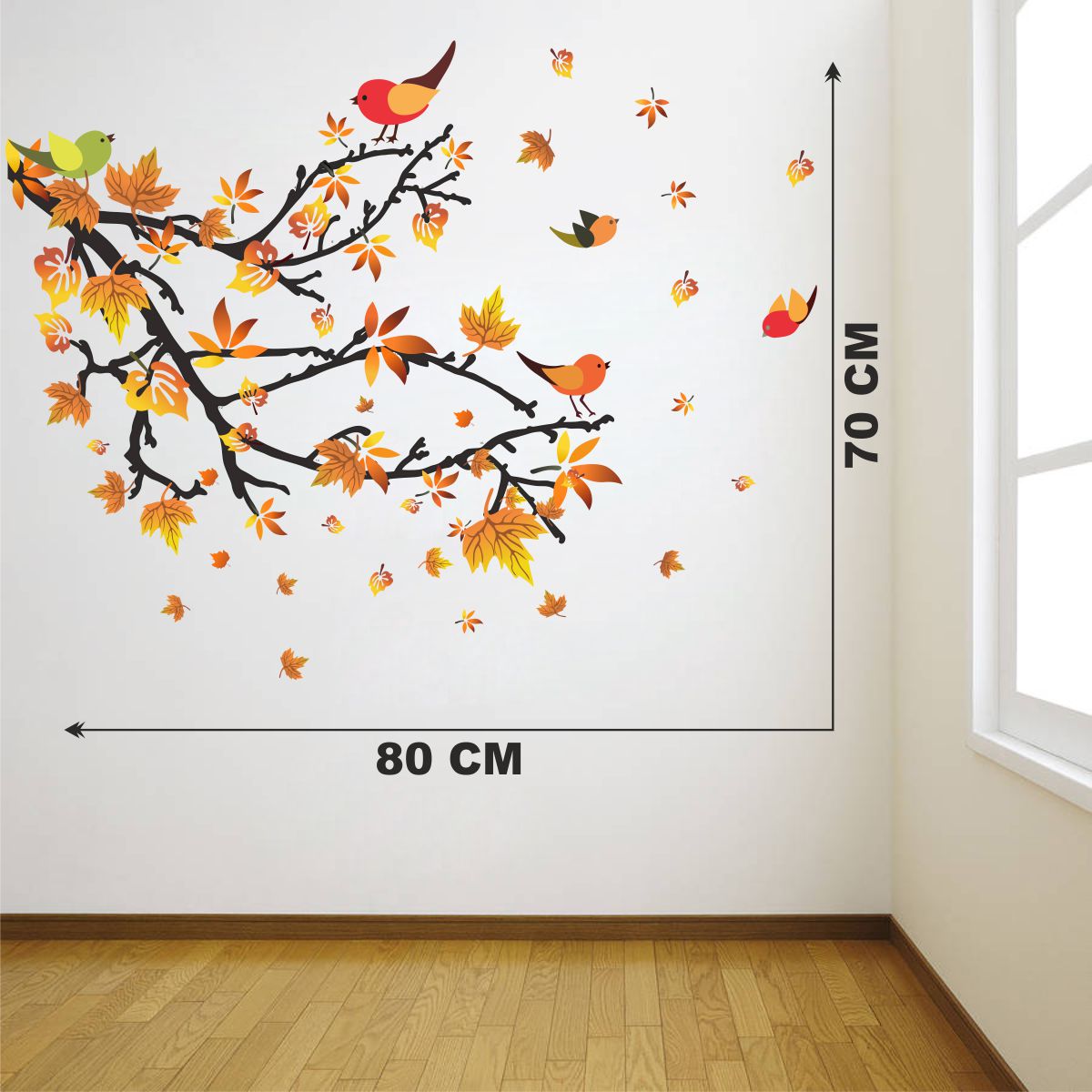 Homexa Decor | Tree With Leaf and Birds Design Wall Sticker (Size 85 x 73 cm)