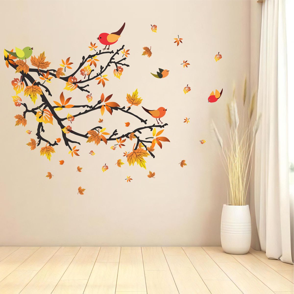 Homexa Decor | Tree With Leaf and Birds Design Wall Sticker (Size 85 x 73 cm)