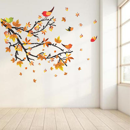 Homexa Decor | Tree With Leaf and Birds Design Wall Sticker (Size 85 x 73 cm)