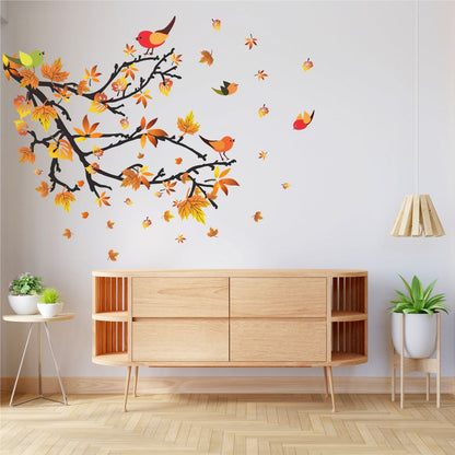 Homexa Decor | Tree With Leaf and Birds Design Wall Sticker (Size 85 x 73 cm)