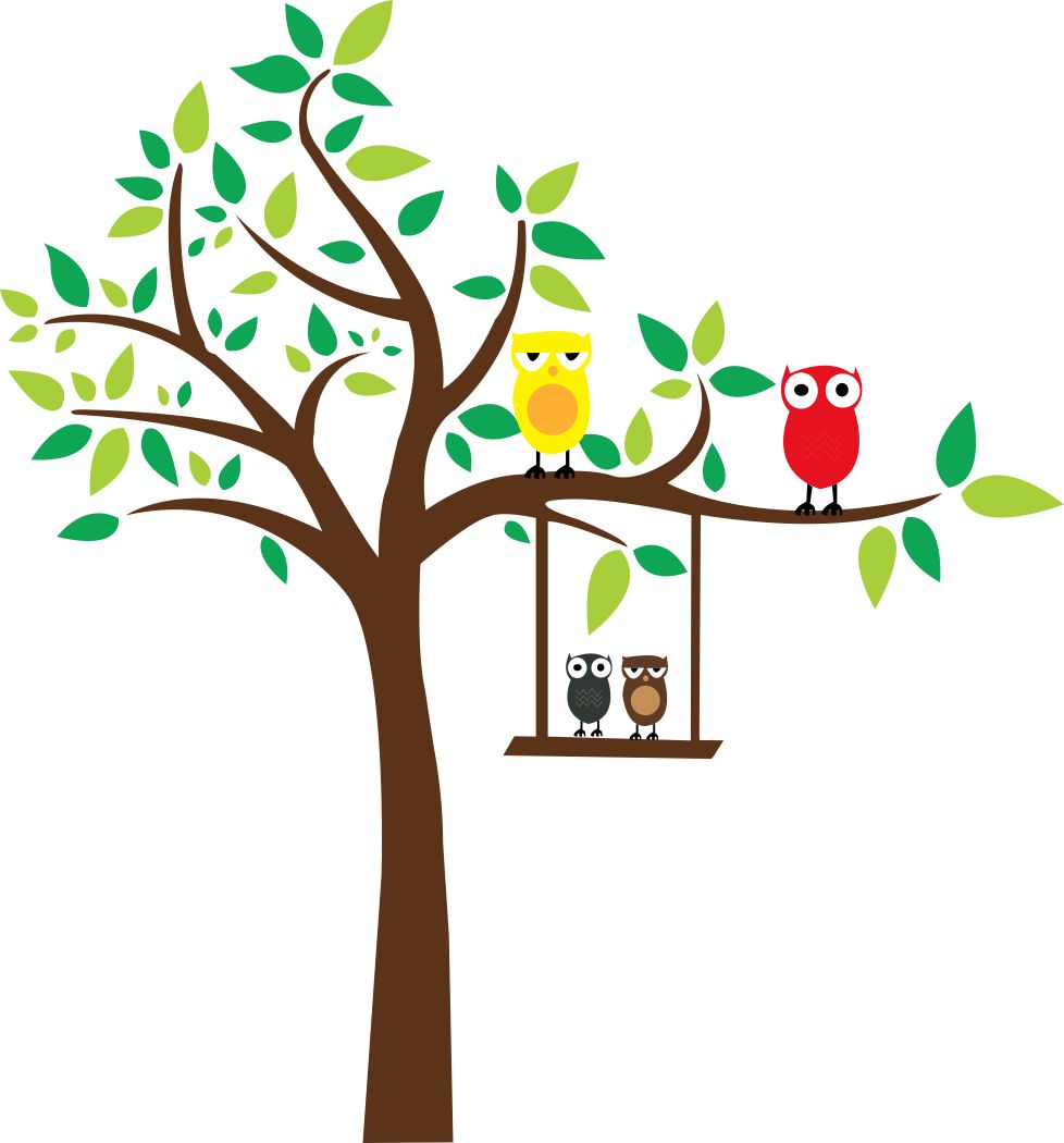 Homexa Decor | Tree With Owls Design Wall Sticker (Size 86 x 92 cm)